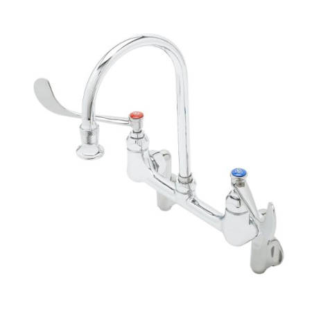 T and S Brass Double Handle Wall Mounted Food Service Faucet Chrome Plated