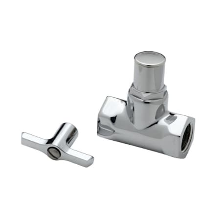 T and S Brass Stop, Straight Loose Key Stop, 1/2" NPT Chrome