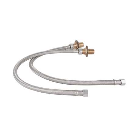 T and S Brass Inlet Supply Nipple Kit with 24" Flex Hoses (3/8" Compression) N/A