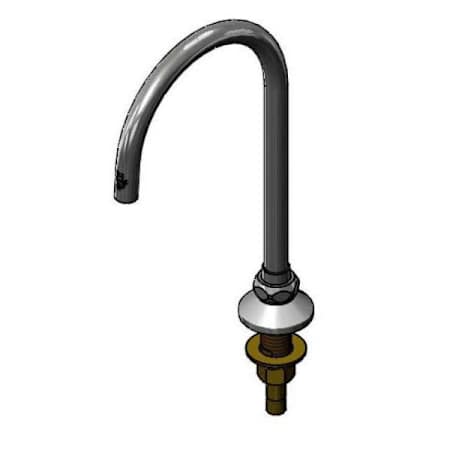 T and S Brass Swivel/Rigid Gooseneck, Plain End Outlet with 1.2 GPM, Deck Flange Polished Chrome