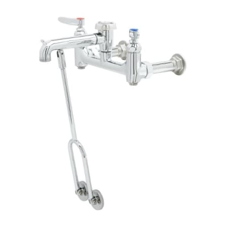 T and S Brass Service Sink Faucet, Wall Mount, 8" Centers, Built-In Stops, Vacuum Breaker, Polished Chrome
