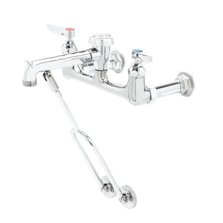 T and S Brass 14.98 GPM Wall Mounted Two-Handle Utility Faucet with Metal Handles Polished Chrome