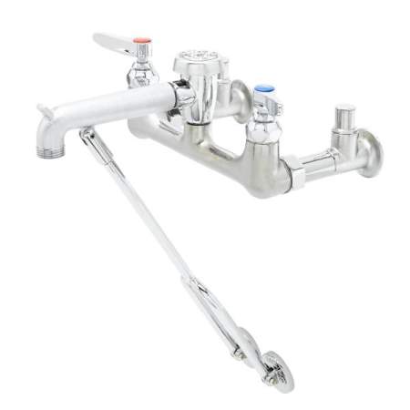 T and S Brass 8.9 GPM Wall Mounted Two-Handle Utility Faucet with Metal Handles Chrome Plated