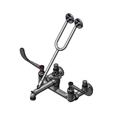 T and S Brass 8.9 GPM Wall Mounted Two-Handle Utility Faucet with Metal Handles Chrome Plated