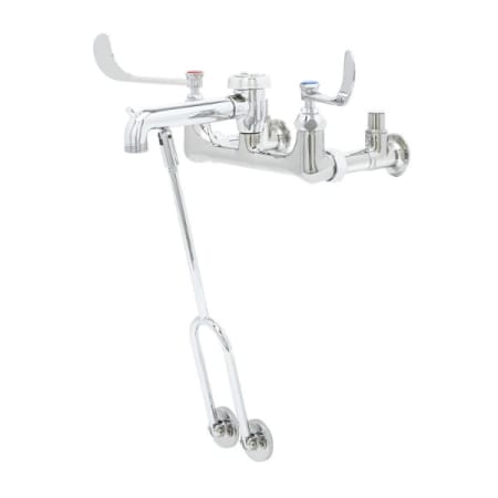 T and S Brass Service Sink Faucet, Wall Mount, 8" Centers, Vacuum Breaker, Integral Stops, Wrist Handles Chrome