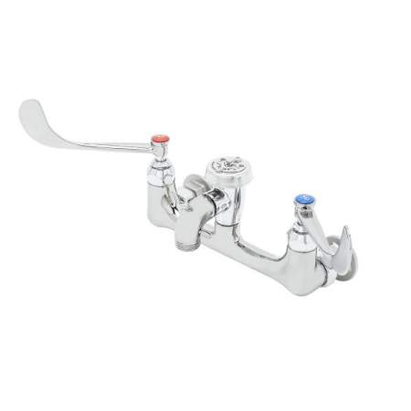 T and S Brass 14.98 GPM Wall Mounted Two-Handle Utility Faucet with Metal Handles Chrome Plated
