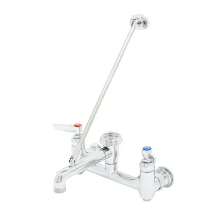 T and S Brass 12.96 GPM Wall Mounted Two-Handle Utility Faucet with Metal Handles Chrome Plated