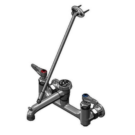 T and S Brass Wall Mounted Two-Handle Utility Faucet with Metal Handles Chrome Plated