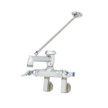 T and S Brass Wall Mounted Two-Handle Utility Faucet with Metal Handles Chrome Plated