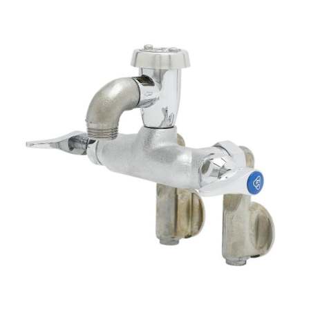 T and S Brass 8.63 GPM Wall Mounted Two-Handle Utility Faucet with Metal Handles Chrome Plated