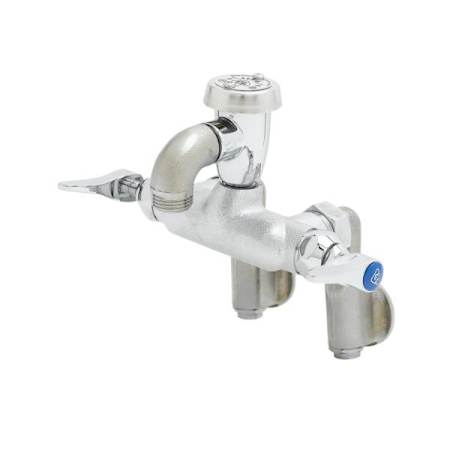 T and S Brass 14.37 GPM Wall Mounted Two-Handle Utility Faucet with Metal Handles Chrome Plated
