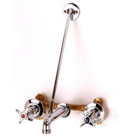 T and S Brass 11.06 GPM Wall Mounted Bridge Service Sink Faucet - Includes Pail Hook Spout and Wall Support Chrome