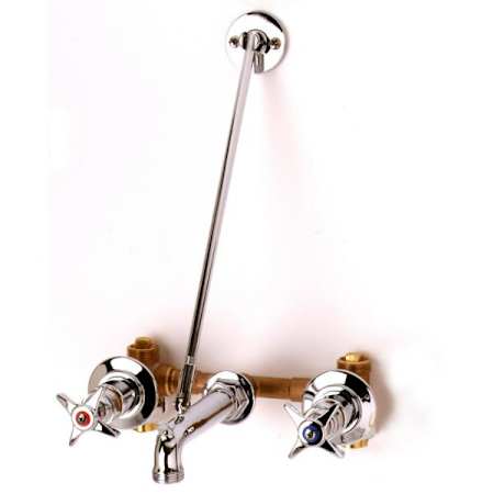 T and S Brass 11.06 GPM Wall Mounted Two-Handle Utility Faucet with Metal Handles Chrome Plated