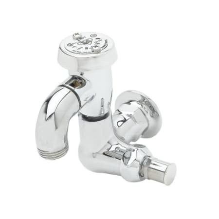 T and S Brass Sill Faucet, Vacuum Breaker, 1/2" NPT Female Flanged Inlet, 3/4" Hose Threads, Polished Polished Chrome