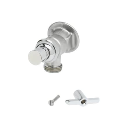 T and S Brass Sill Faucet, 3/4" NPT Female Flanged Inlet, Screwdriver Handle, 3/4" Hose Threads, Rough Rough Chrome