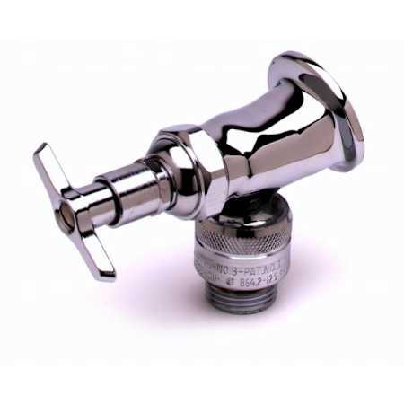 T and S Brass Sill Faucet, Vacuum Breaker, 1/2" NPT Female Inlet, 3/4" GH Thread Outlet, Rough Chrome Polished Chrome