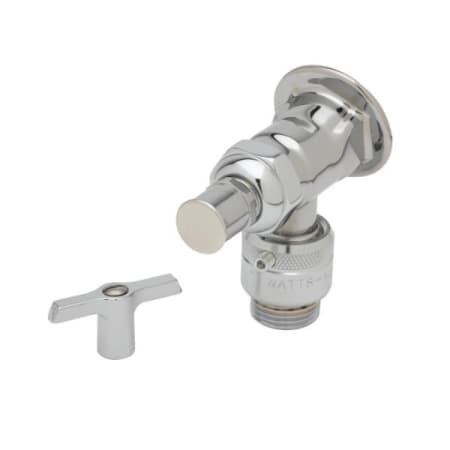 T and S Brass Sill Faucet, Vacuum Breaker, 3/4" NPT Female Flanged Inlet, 3/4" Hose Threads, Polished Polished Chrome