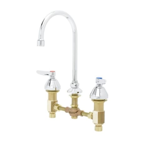 T and S Brass Medical Faucet, Concealed Body, Deck Mount, 8" Centers, Swivel/Rigid GN, Stream Regulator Chrome