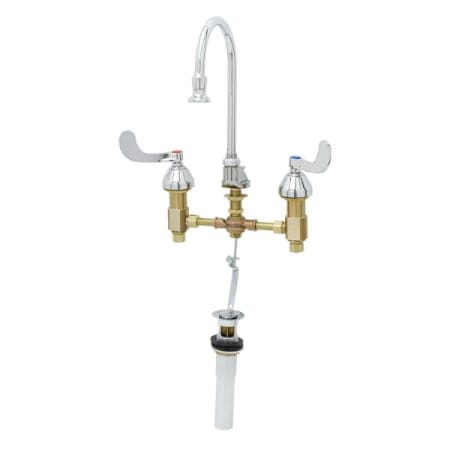 T and S Brass 2.20 GPM Widespread Bathroom Faucet with Pop-Up Drain Assembly Chrome Plated