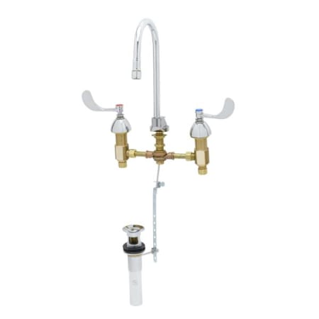 T and S Brass 2.20 GPM Widespread Bathroom Faucet with Pop-Up Drain Assembly Chrome Plated