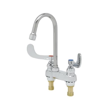 T and S Brass Medical Faucet, Deck Mount, Swivel/Rigid Gooseneck, Aerator, 4" Wrist-Action Handles Chrome
