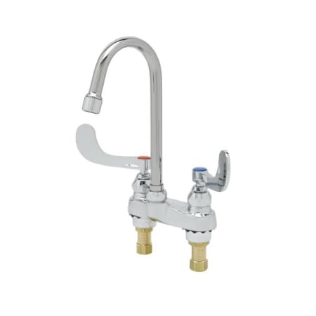 T and S Brass 4" Centerset Faucet, Swivel Gooseneck, Qtr-Turn Eternas, 2.2 gpm Aerator Chrome