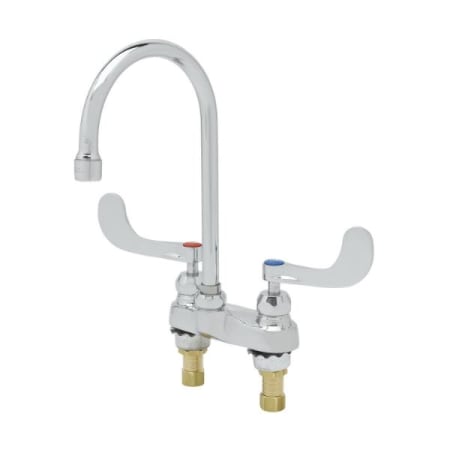 T and S Brass Centerset Faucet, Ceramas, Swivel Gooseneck, 1.5 GPM Aerator, 4" Wrist-Action Handles Chrome