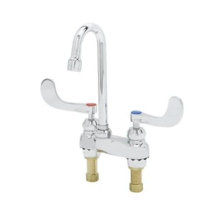 T and S Brass Medical Faucet, 4" Centerset, Swivel/Rigid Gooseneck, 2.2 gpm Aerator, 4" Handles, Ceramas Chrome