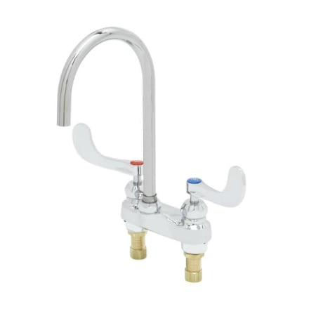 T and S Brass Medical Faucet, Deck Mount, XP Plain-End Gooseneck, Ceramas, 1.5 GPM Flow Control, B-WH4 Chrome