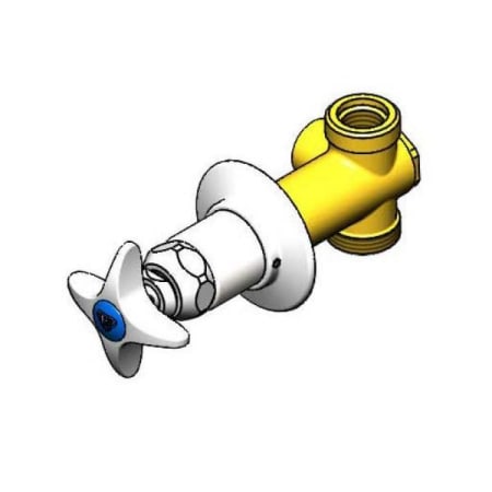T and S Brass Concealed Straight Valve, 1/2" NPT Female Inlet & Outlet, 4-Arm Handle, Cold Index Chrome