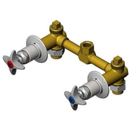 T and S Brass Concealed Bypass Mixing Valve, 8" Centers, 1/2" NPT Female Inlets & Outlets, 4-Arm Handles N/A