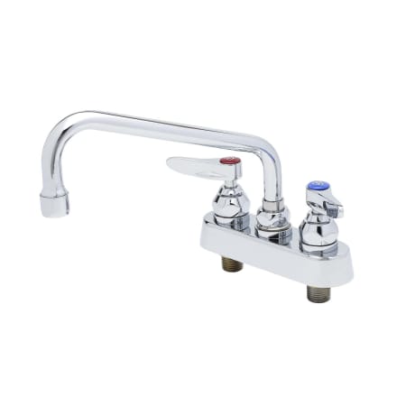 T and S Brass Deck Mounted Workboard Faucet with 4" Centers, 8" Swing Nozzle, 2.2 GPM Aerator and Lever Handles Chrome