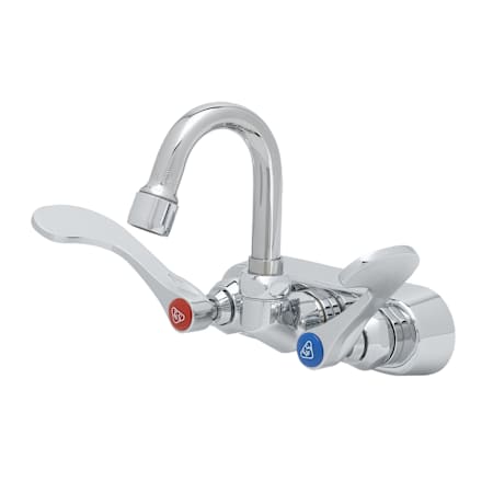 T and S Brass 2.2 GPM 4"W Wall Mounted Utility Faucet with 2-15/16" Swivel Gooseneck Spout and Wrist Blade Handles Chrome