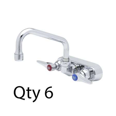 T and S Brass Double Handle 4" Wall Mounted Food Service Faucet Chrome Plated