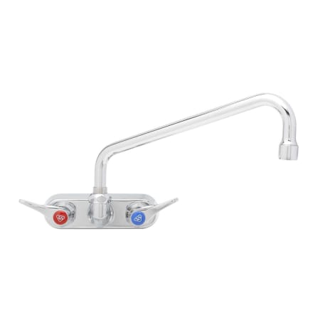 T and S Brass Wall Mounted Workboard Faucet with 4" Centers, 10" Swing Nozzle, 2.2 GPM Aerator and Lever Handles Chrome