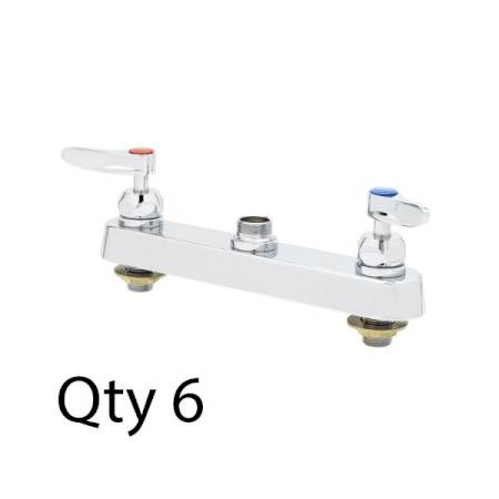 T and S Brass Double Handle 8" Deck Mounted Food Service Faucet Chrome Plated