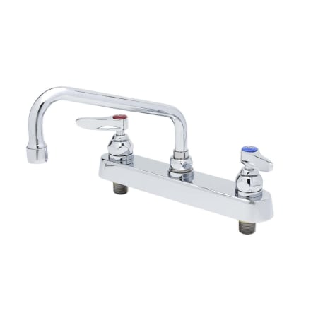 T and S Brass Deck Mounted Workboard Faucet with 8" Centers, 10" Swing Nozzle, 2.2 GPM Aerator and Lever Handles Chrome