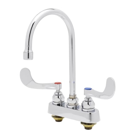 T and S Brass 2.2 GPM 4"W Deck Mounted Utility Faucet with 5-3/4" Swivel Gooseneck Spout Chrome