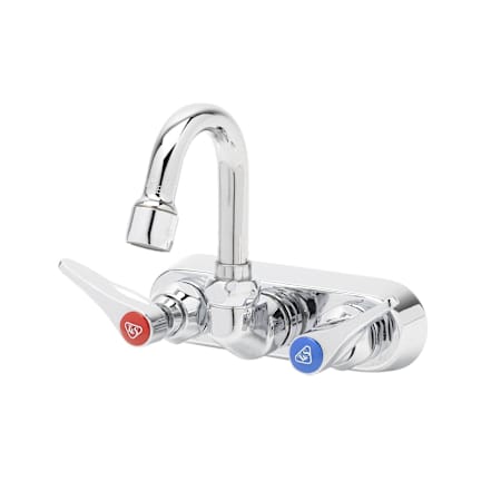 T and S Brass 2.2 GPM 4"W Wall Mounted Utility Faucet with 2-15/16" Swivel Gooseneck Spout and Lever Handles Chrome