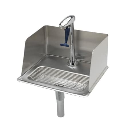 T and S Brass Glass Filler Water Station, Pedestal Glass Filler, Drip Pan with Splash Guard Chrome