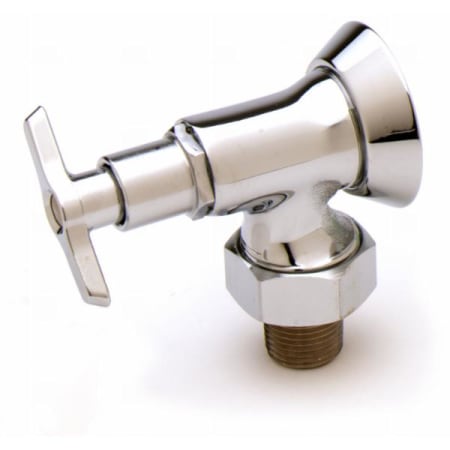 T and S Brass Loose Key Angle Stop, 1/2" NPT Female Inlet, 1/2" NPT Male Union Coupling Outlet Chrome