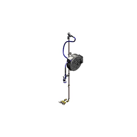 T and S Brass 3.08 GPM Wall Mounted Utility Faucet with Enclosed Hose Reel - Includes 30' Hose, 26" and 40" Risers, and High Flow Spray Valve N/A