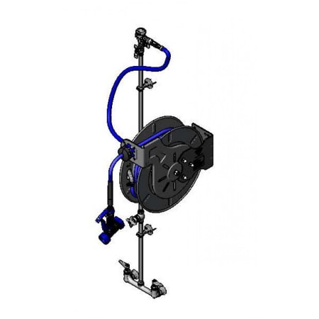 T and S Brass 2.82 GPM Wall Mounted Utility Faucet with Coated Open hose Reel - Includes 50' Hose and Front Trigger Water Gun N/A