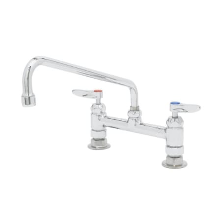 T and S Brass 8" Deck Mount Base Faucet With Ceramic Cartridges, 12" Swivel Nozzle & Lever Handles Chrome