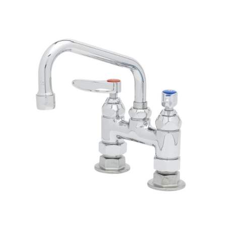 T and S Brass Double Handle 4" Deck Mounted Food Service Faucet Chrome Plated