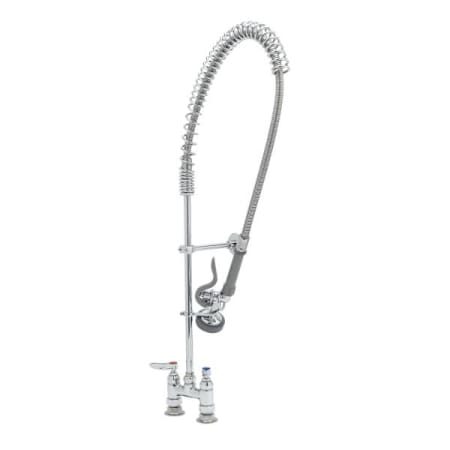 T and S Brass Pre-Rinse, Spring Action, Deck Mount, 4" Centers, Wall Bracket Chrome