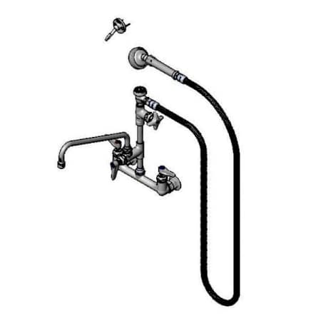 T and S Brass Pre-Rinse 8" Wall Mounted Food Service Faucet Chrome Plated