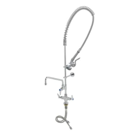 T and S Brass Pre-Rinse, Single Hole Base, Overhead Spring, Add-On Faucet, 12" Nozzle, Wall Bracket Chrome