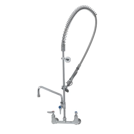 T and S Brass 1.15 GPM Wall Mounted Mixing Faucet with Spray Valve and 48" Flexible Stainless Steel Hose - Includes 12" Add-On Faucet and Finger Hook Chrome