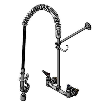 T and S Brass Pre-Rinse 8" Wall Mounted Food Service Faucet Chrome Plated